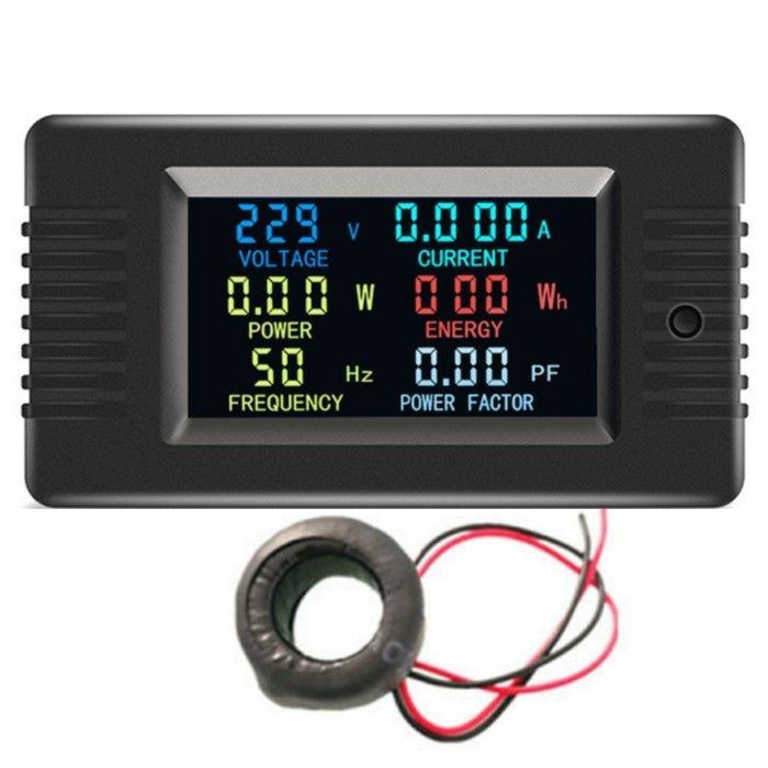 promo  -Peacefair PZEM-022 100A Power Volt Amp tt Energy Meter AC 220V 6in1 - New Black