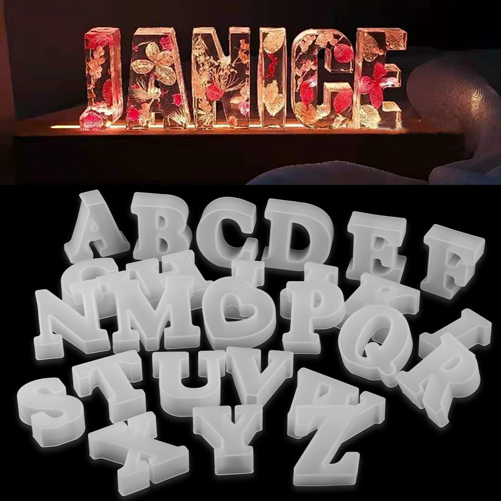 

3D Capital Letter Silicone Molds Uppercase Alphabet UV Epoxy Resin Mold For DIY Jewelry Making Pendant Key Chain Crafts Supplies