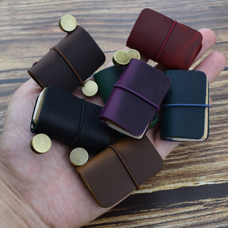 

1pc Tiny Leather Notebook Pocketbook Sketchbook Mini Vintage Retro Cute Kawaii Portable Daily Planner Organizer Travel Supplies
