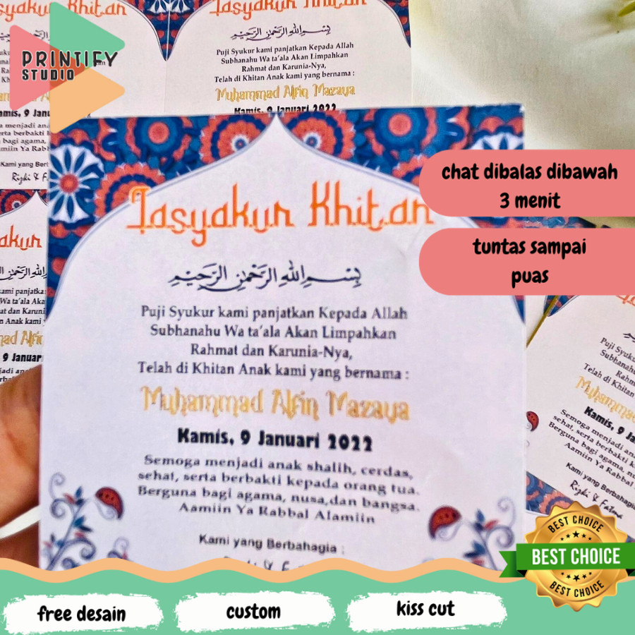 

Printify 2-6 STIKER TASYAKURAN KHITAN / SYUKURAN KHITAN / WALIMATUL KHITAN STICKER BAHAN CHROMO