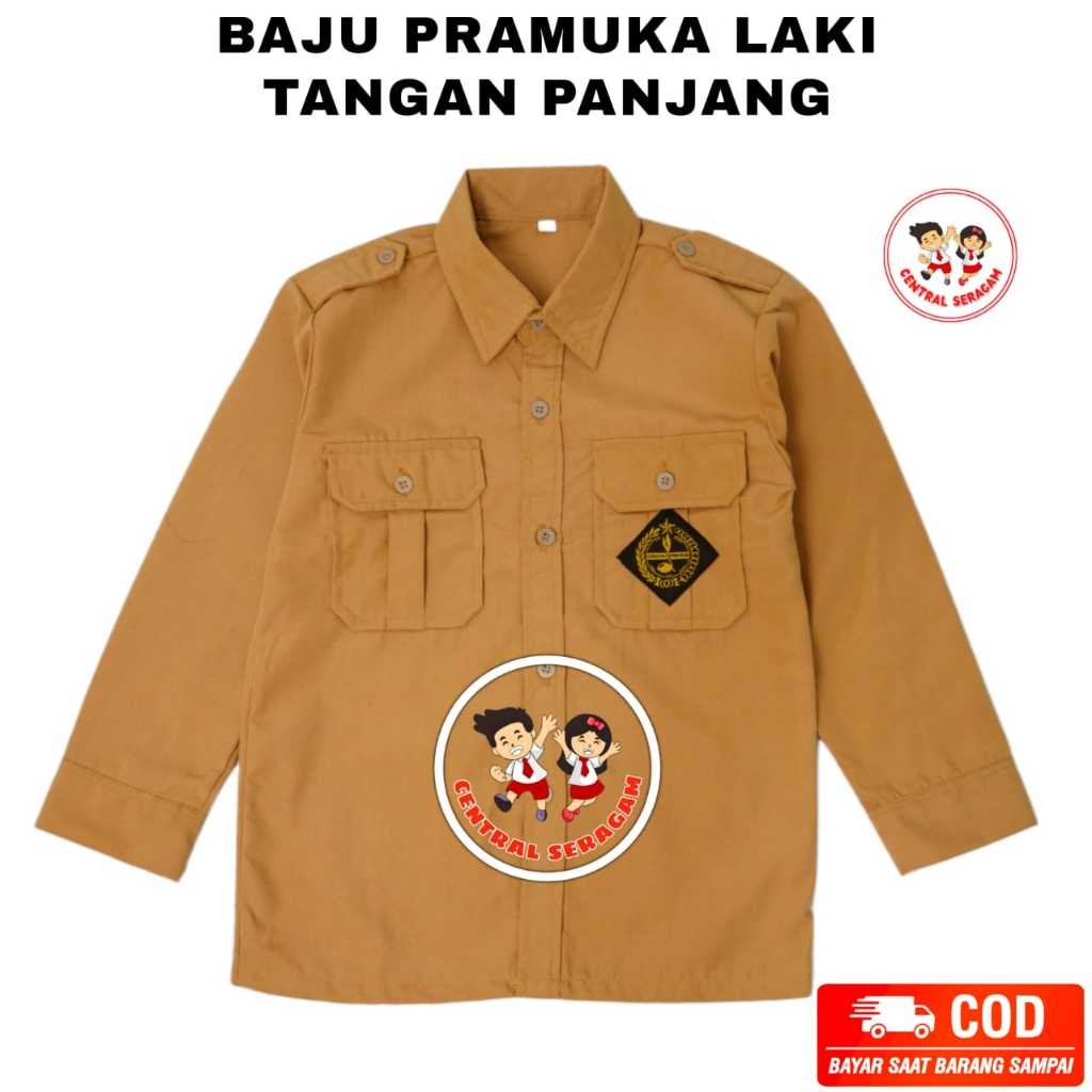 Baju Pramuka laki Lengan Panjang Seragam Sekolah SD SMP SMA Baju Pramuka laki Penggalang
