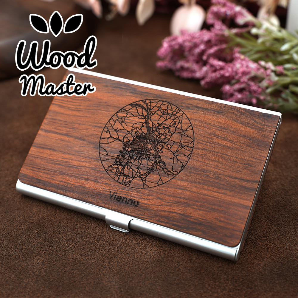 

Custom Logo Wooden Business Card Holder - Personalized Wood & Metal Case for Professionals - Premium Quality