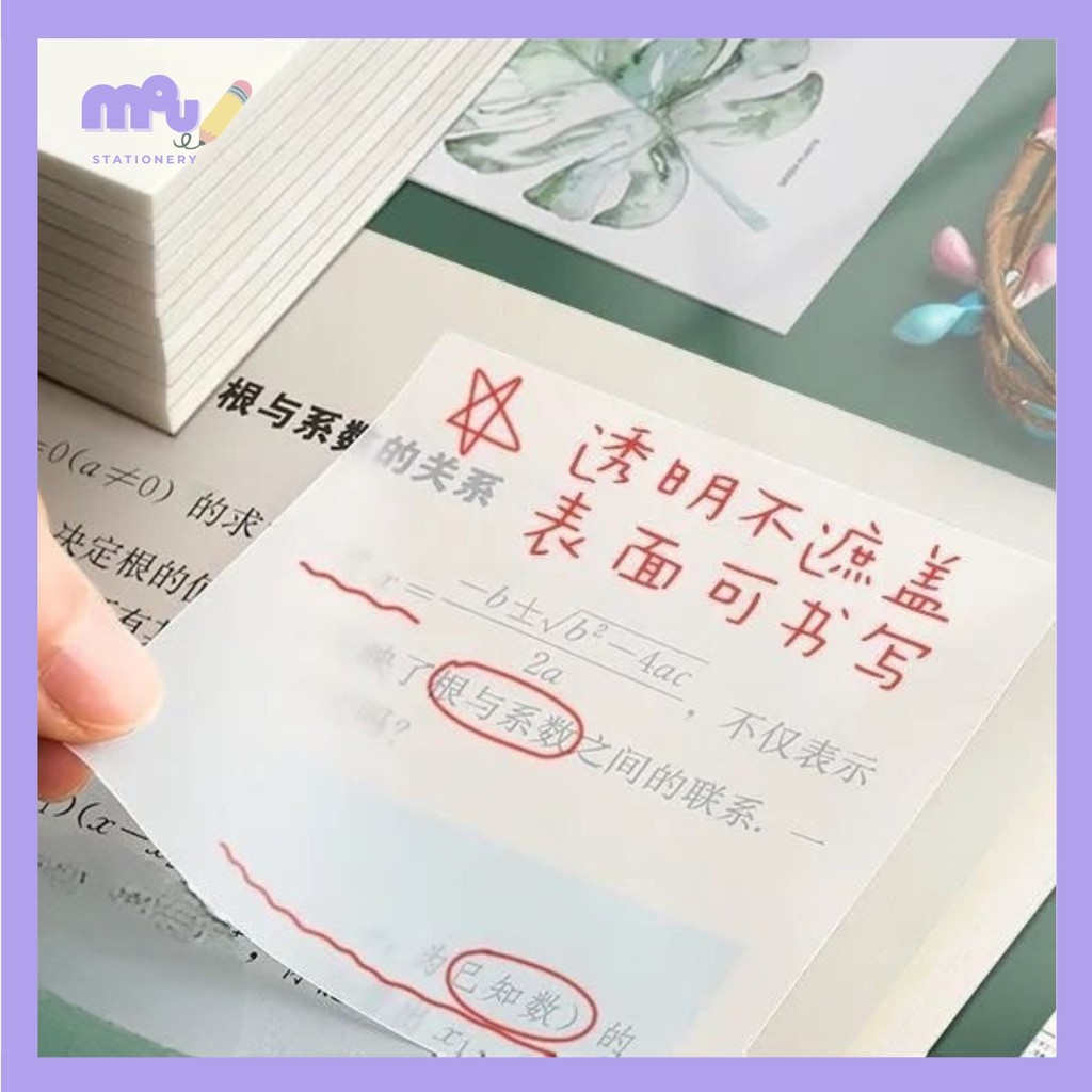 

[MOUMOU] 50pc Sticky Note Transparan/ Memo Pad Bening/ Sticky Note Tahan Air Waterproof
