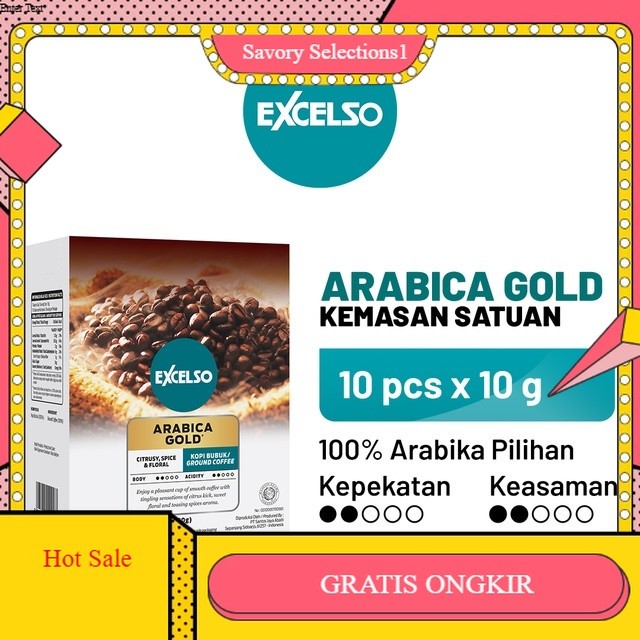 

【SAVORY】 FLASH SALE!! EXCELSO Arabica Gold - Bubuk Kopi 1 Folding Box (10 x 10 gr)