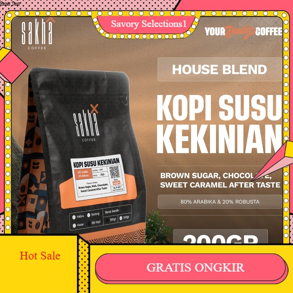 

【SAVORY】DISKON!! Espresso Coffee House Blend Untuk Es Kopi Susu Kekinian 200gr Coffe Bean Roaster Sakha Biji Bubuk