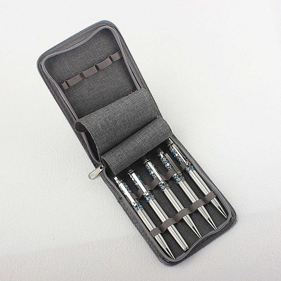 

10/24/48 Slots Fountain Pen Case, Rollerball Pen Case Gray Color, Waterproof Canvas Pen Display Holder Organizer Bag