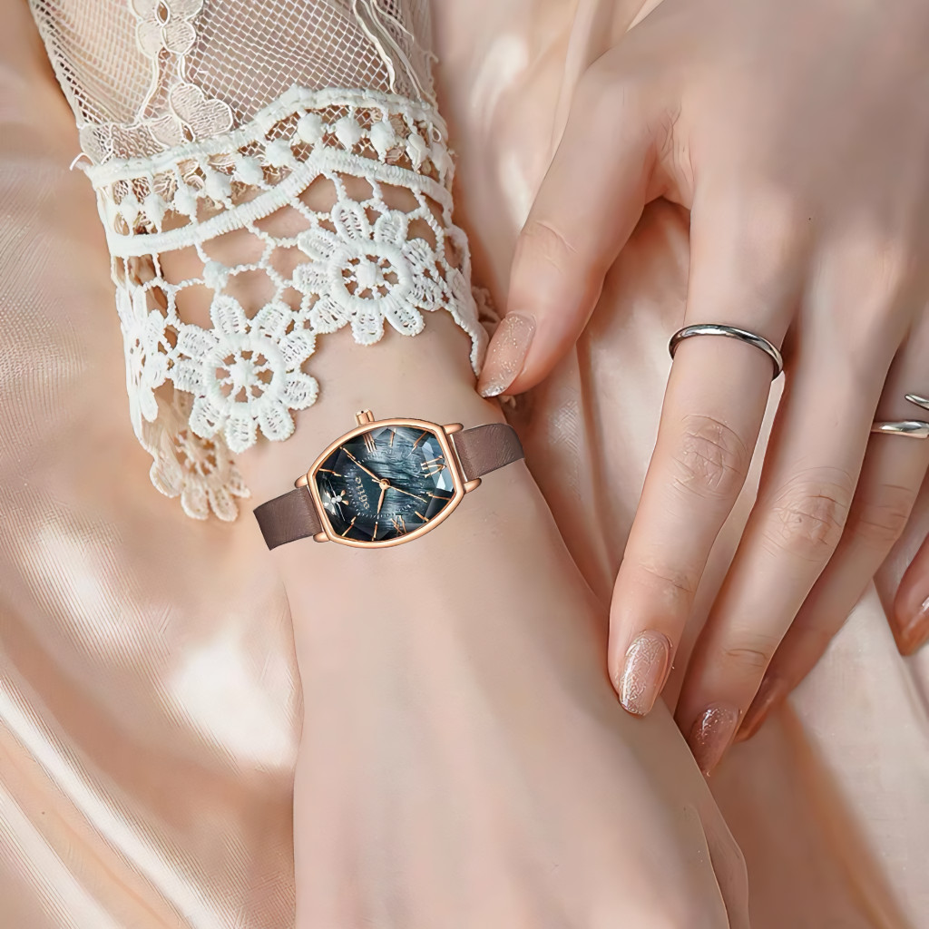 Pilih 2, diskon 50% Jam tangan wanita terbaru 2025, jam tangan kulit wanita elegan, jam tangan anti 