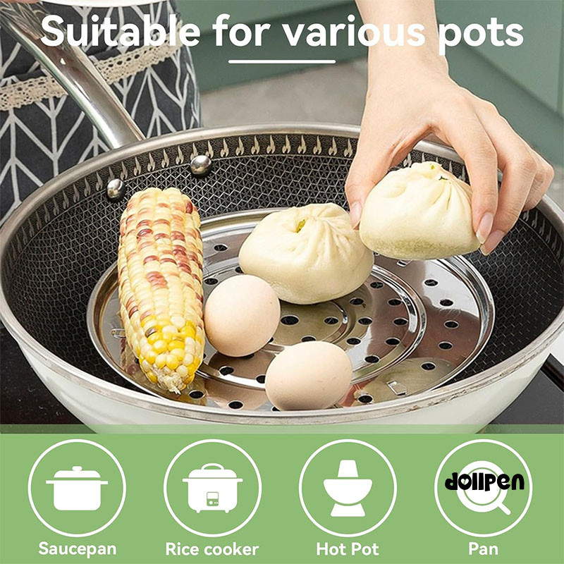 

Stainless Steel Home Steaming Tray Tahan Air Steaming Rack Tebal Kaki Tinggi /dollpen