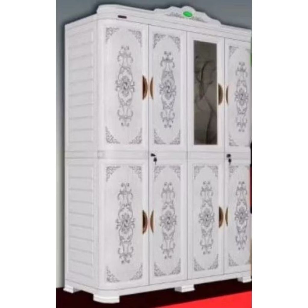 Napolly CABSULTA 488 JPR- Lemari Pakaian PlastikJumbo Napolly 4 Pintu Kaca + Kunci Classic |