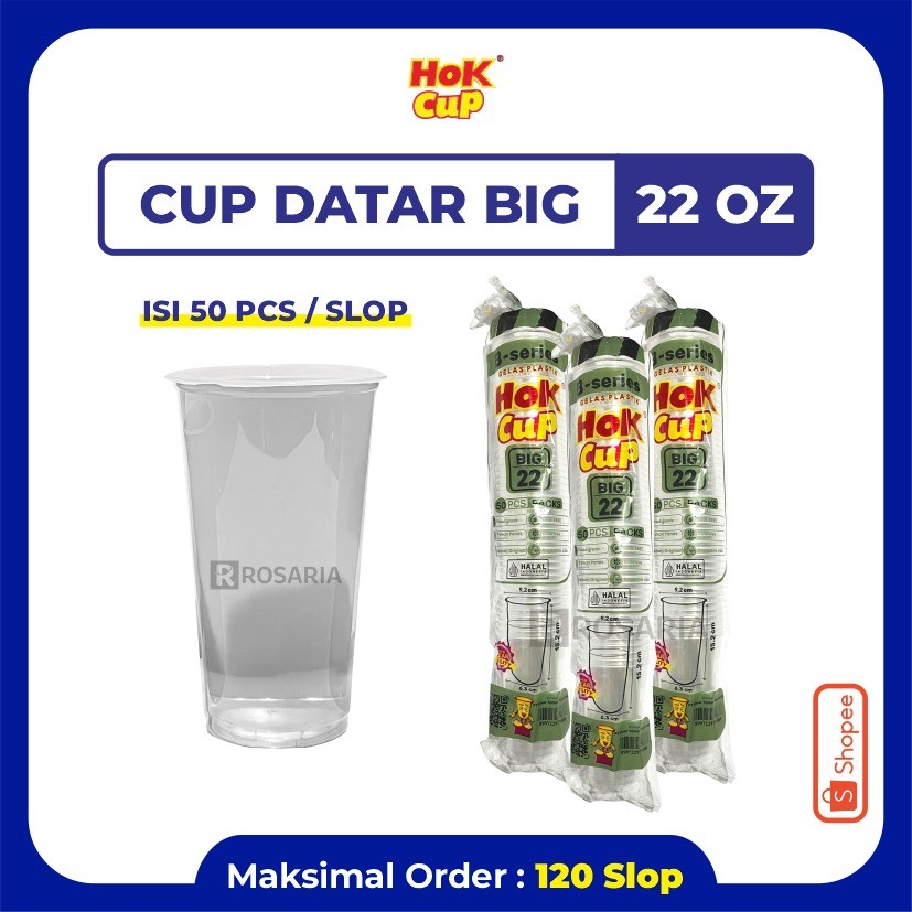 CUP POLOS DATAR 22 OZ HOK BIG 7 gr Plastik Bening Gelas Minuman