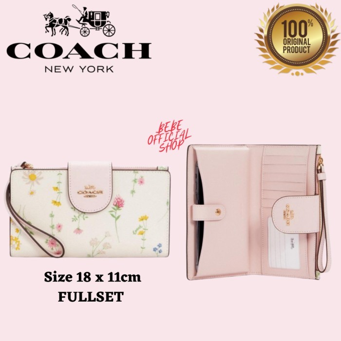 [ORIGINAL] COACH Tech Phone Wallet With Spaced Wildflower Coach Wallet