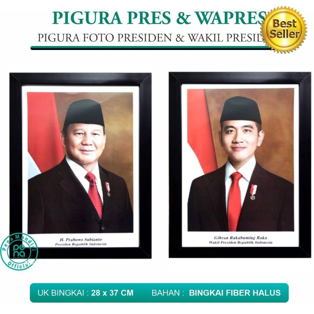 Foto Presiden, Wakil Presiden dan Lambang Garuda Ukuran F4 - Pigura Presiden, Wapres atau Garuda