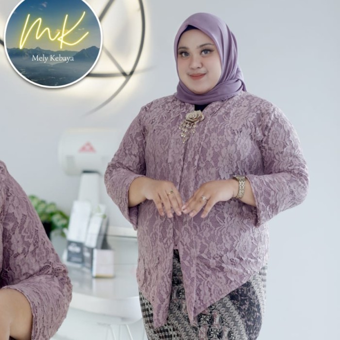 

✨LARIS✨ -SET KEBAYA FLOY KUTUBARU BROKAT JUMBO LD 130 120 110 WARNA LAVENDER - ATASAN SAJA, M