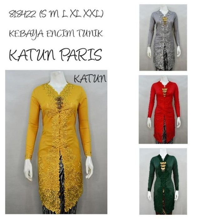 ✨LARIS✨ -''BEST'' Indah KEBAYA ENCIM TUNIK LENGAN PANJANG BORDIR SENADA KATUN