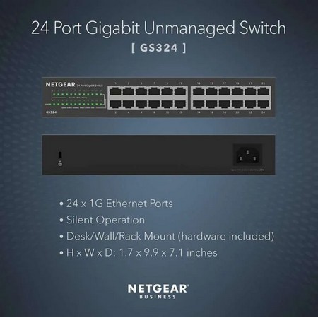 NETGEAR GS324 Gigabit Ethernet Unmanaged Switch 24 Port Desktop/Rack