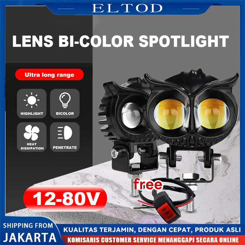 Lampu Tembak Motor Mobil /lampu Sorot Led/lampu Sorot Owl 2 Led Dc 12-24v 40w Cahaya Kuning-putih/la
