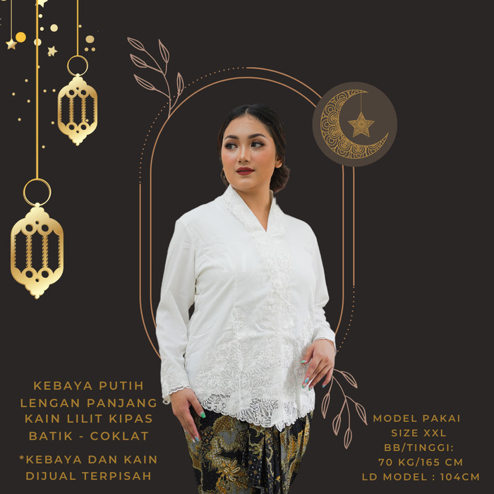 ✨LARIS✨ -Baju Kebaya Encim Putih Lengan Panjang- MALIKA Kebaya Ncim Modern - 5L