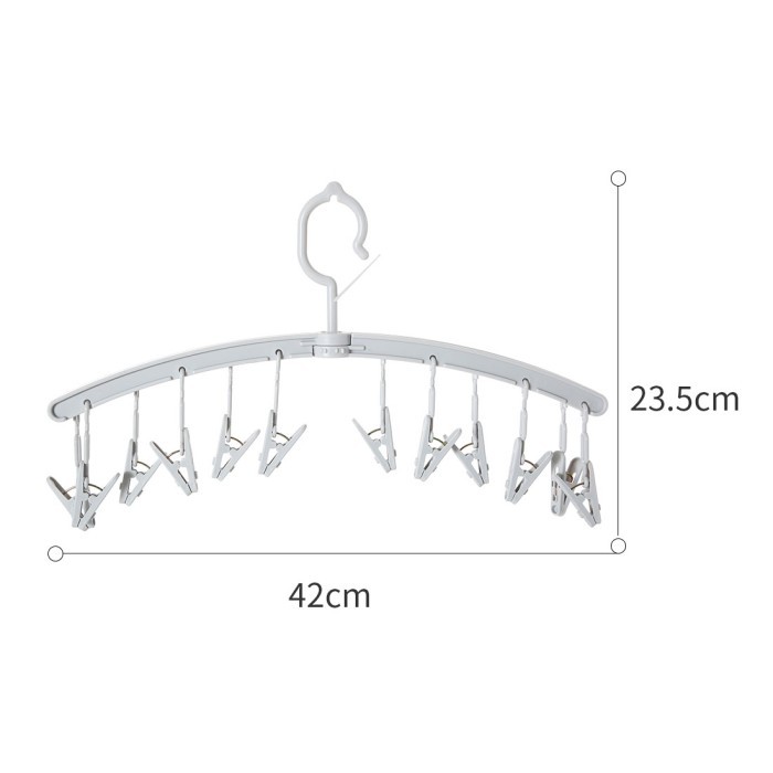 MINISO Hanger Jemuran Kaos Kaki Jemuran Baju Lipat Klip Foldable - Grey