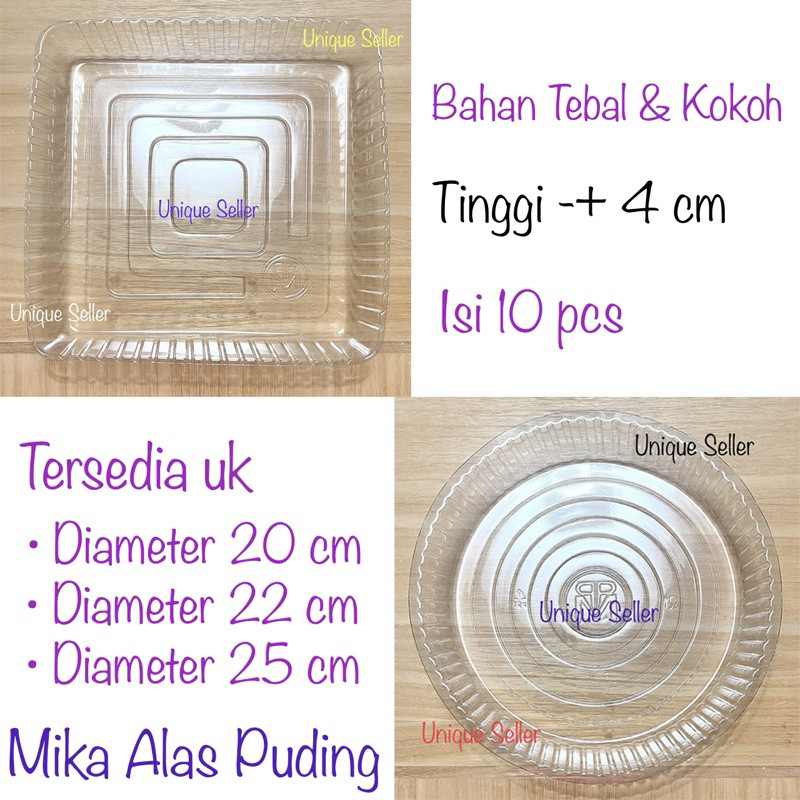 [Isi10] Mika Alas Puding KOTAK BULAT 20x20 22x22 25x25 cm / Mika Alas Tatakan Kue Puding Bolu KOTAK 