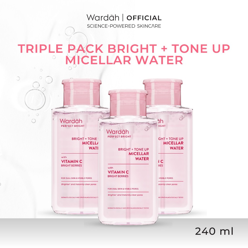 [TRIPLE PACK] WARDAH Micellar Water 240 ml (Perfect Bright, Nature Daily, Lightening Oil, Acnederm) 