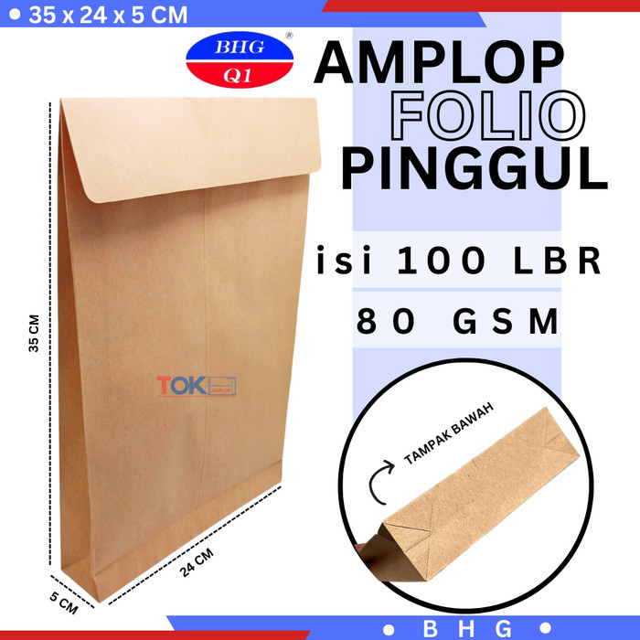 

Amplop Coklat Folio PINGGUL (24 x 35Cm) isi 100lbr