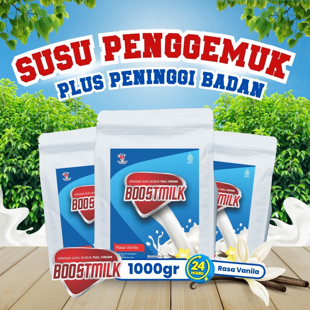 

BOOSTMILK SUSU SAPI PENAMBAH NAFSU MAKAN KEMASAN 1KG/1000GR 3 VARIAN RASA