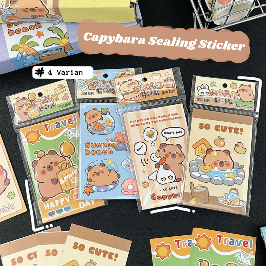 

20pcs Capybara Series Sealing Sticker Stiker Kemasan Karakter Stiker Segel
