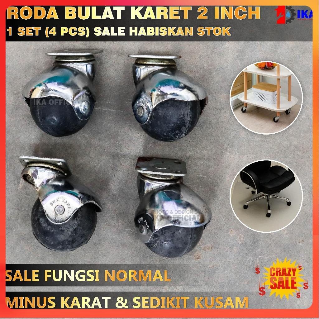 Roda Caster Roda Etalase Roda Bulat Karet SKK TG 50 UKURAN JUMBO Roda Kursi Lemari Rak 1 KTK