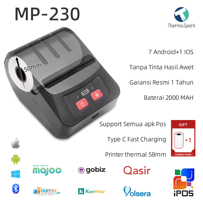Printer Thermal Kasir Portable BLUEPRINT 58mm Bluetooth Printer Mobile Kasir Thermal  Android+IOS  F