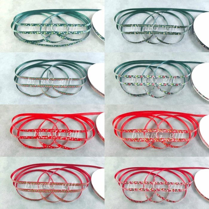 

Pita Grossgrain Natal - Merry Christmas ; Hijau Merah ; Lebar 1 cm ; Mix Motif