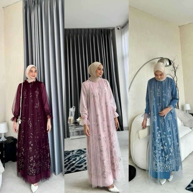 AMANDA MALL - BEST SELLER  REVINA DRESS MIX TILLE GARDEN DRESS KONDANGAN DRESS PESTA DRESS BRIDESMAI
