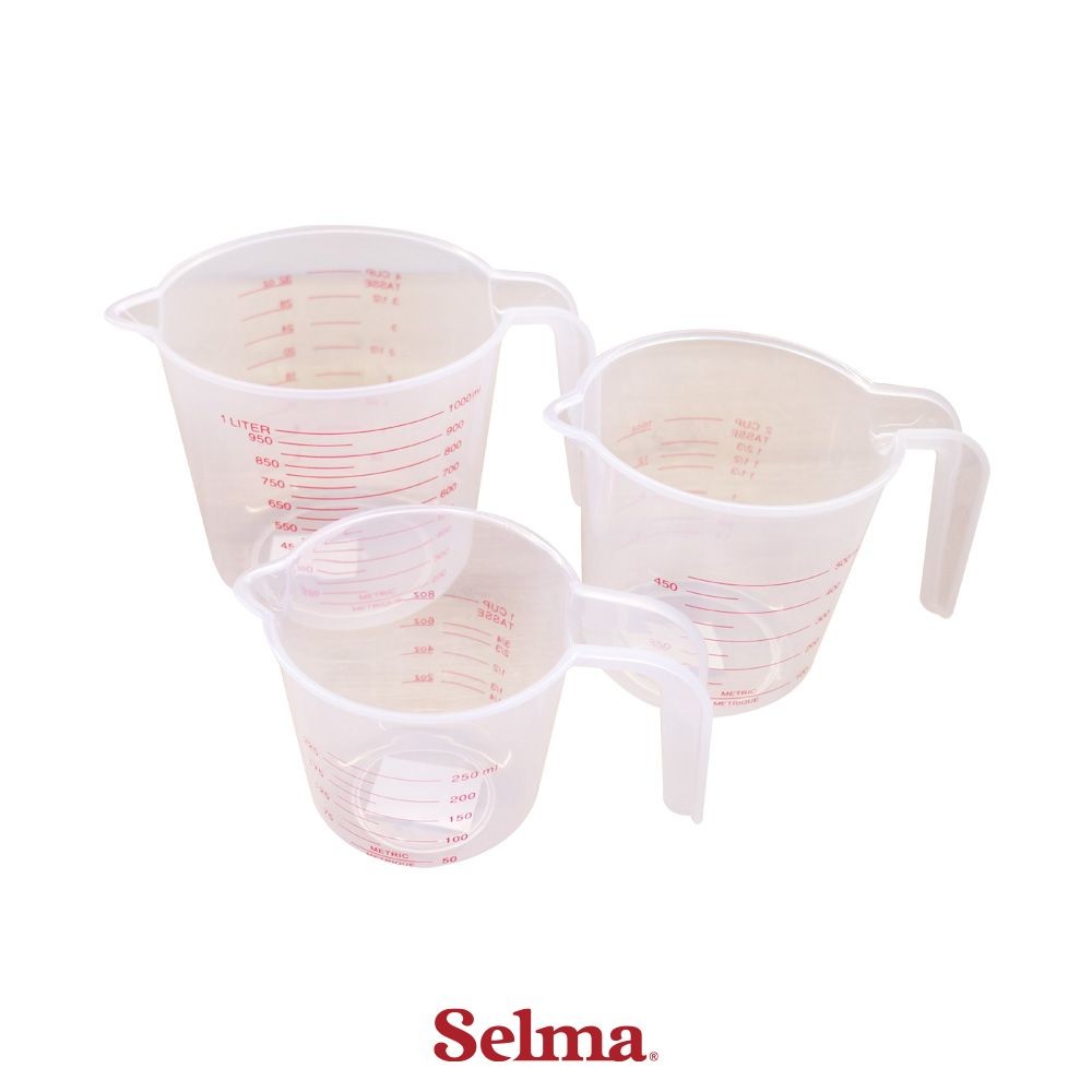 Selma Set 3 Pcs Alvi Gelas Takar - Putih Measuring Cup Alat Ukur Cairan Takaran Minum Cup Ukur