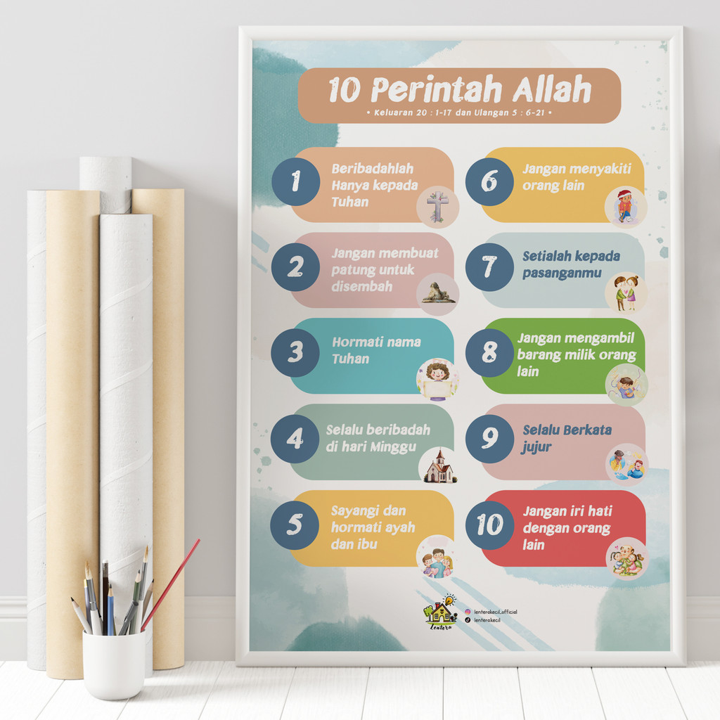 Poster Edukasi KRISTEN 10 PERINTAH ALLAH Tema Kristiani Natal