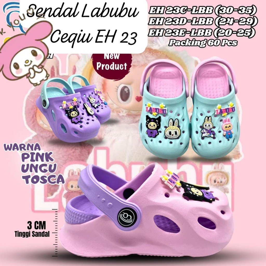 Sandal Anak Perempuan LABUBU Sandal Karet Wanita Pylon Ringan Sandal Wanita Kekinian Sandal Anak Tal