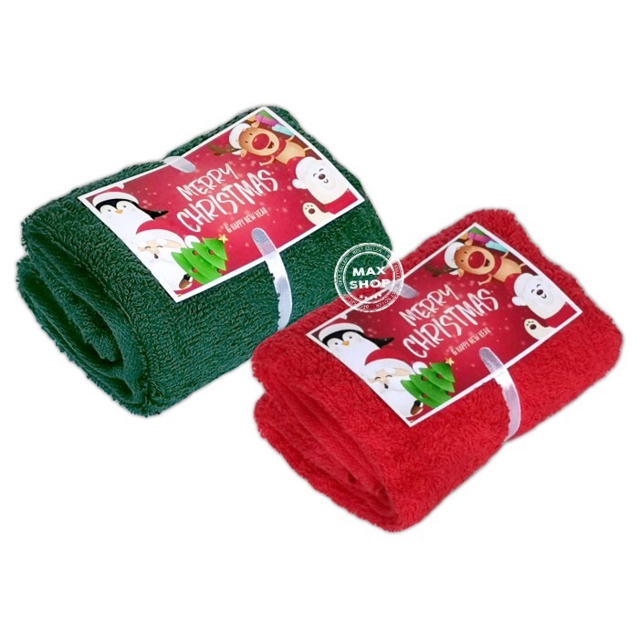 

Handuk Merah - Hijau Souvenir Natal - Hampers Merry Christmas Santa - 30x30 cm, Plastik