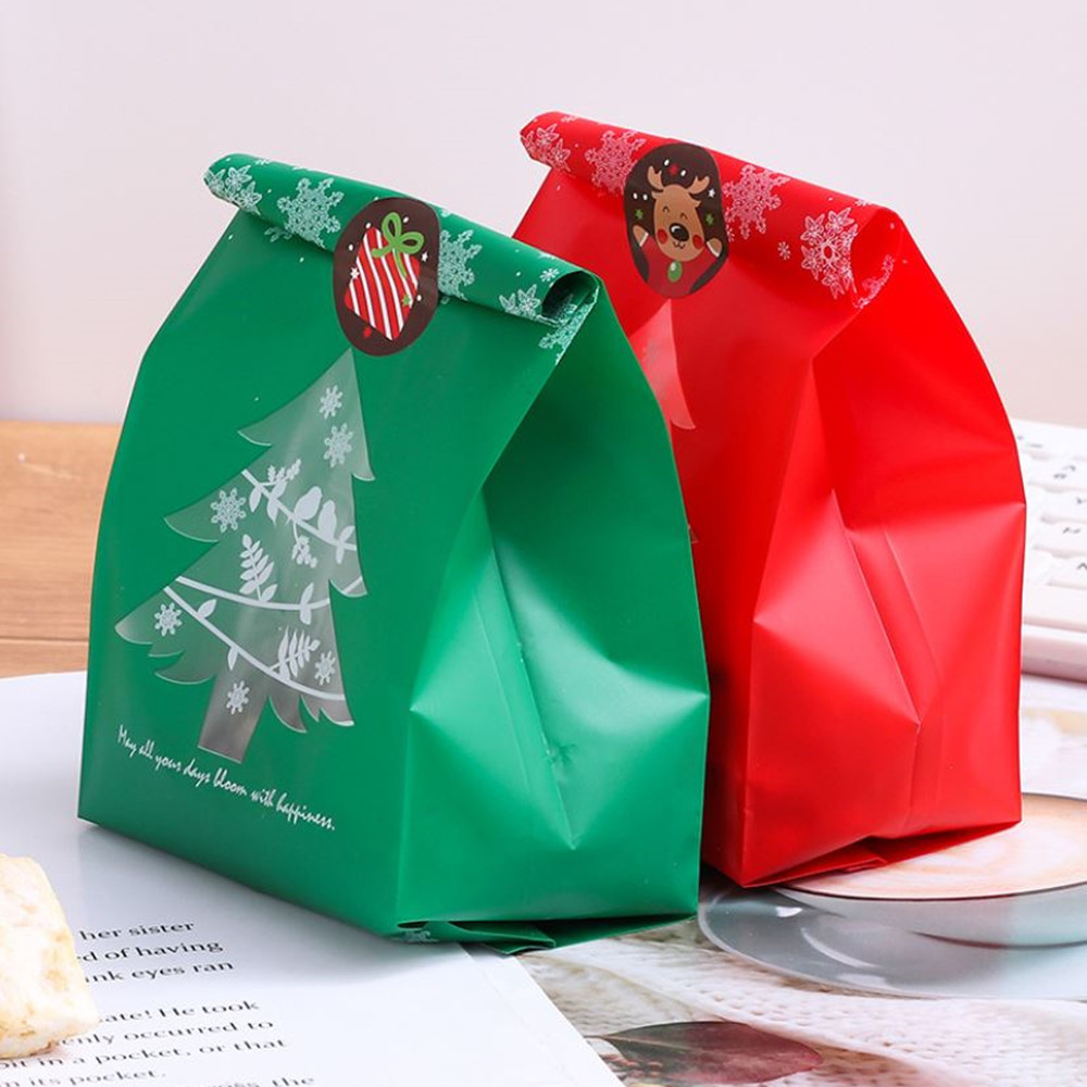 

50/100pcs Snowflake Christmas Tree Gift Bags Merry Christmas Baking Packaging Bag Candy Boxes Xmas Decorations for Home Navidad