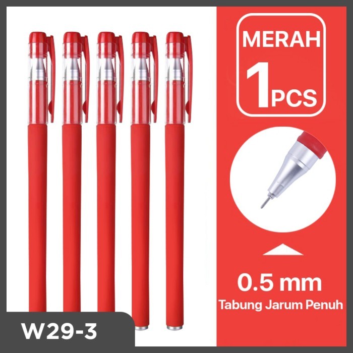 

Homify Living AIMILO Gel Pen Pulpen Tabung Jarum Penuh 3 Warna 0.5mm 1 PCS Ink Water - Merah