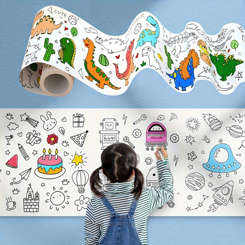 

Children Graffiti Scroll Coloring Painting Paper Long Scroll Kindergarten Baby Color Canvas Attached To the Wall Not Dirty Wall