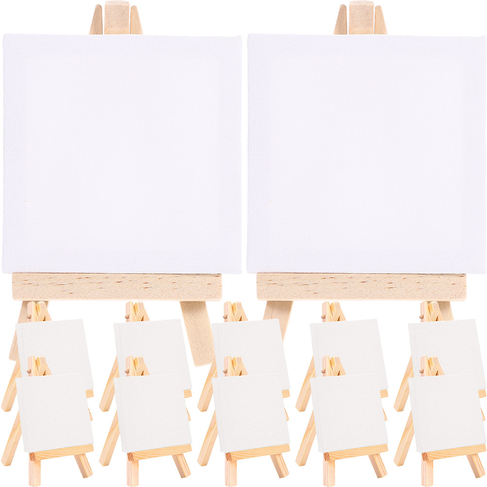 

18 Sets Frame Delicate Painting Canvas Crafted DIY Mini Blank Small Tiny Easel Kids Boards Decorative