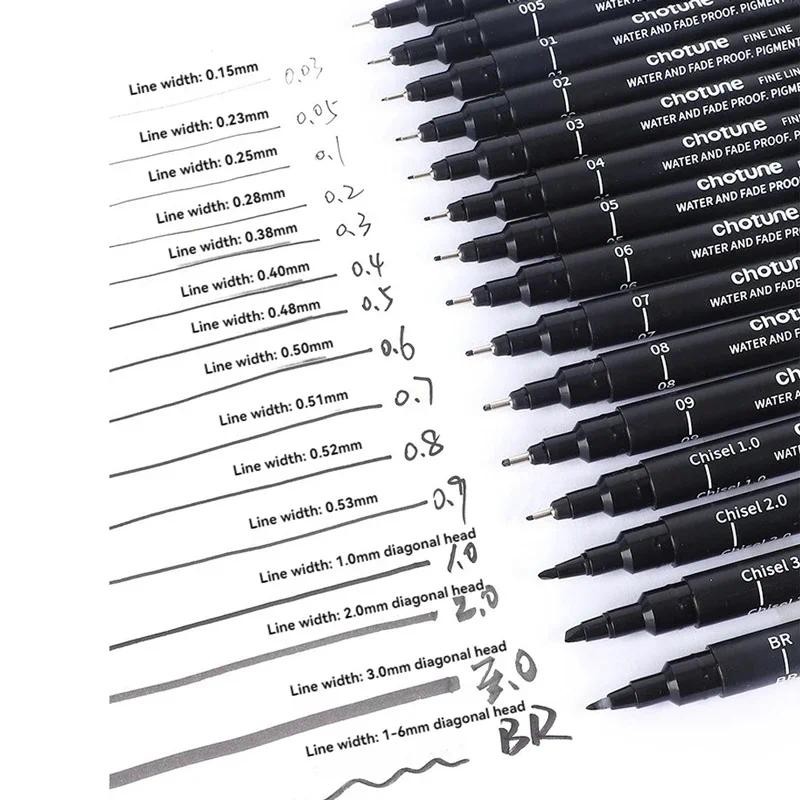 

3/15Tip Black Pigment Micro-Pen Fineliner Ink Pens,Drawing Artist Illustration Pens Multiliner for Sketching Anime Manga Design