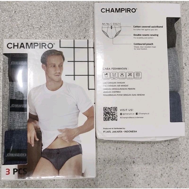1 box isi 3 pcs.. celana dalam pria dewasa merk Champiro art 0312-c/SEMPAK Champiro terlaris