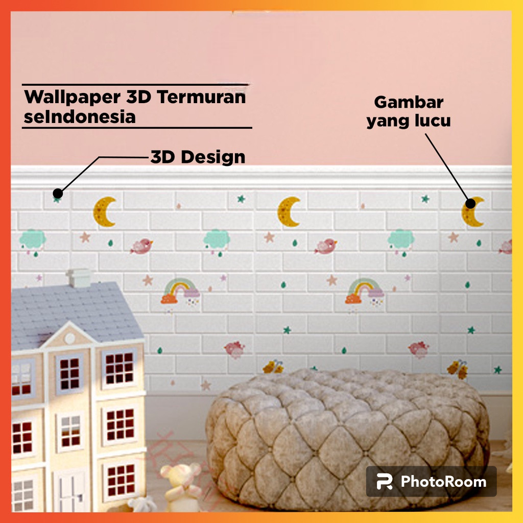 Wallpaper dinding 3d motif gambar wallfoam Dekorasi Kamar Anak Ukuran 70 x 77 cm