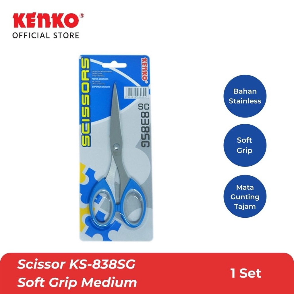 

KENKO SCISSOR Gunting KS-838SG Soft Grip Medium