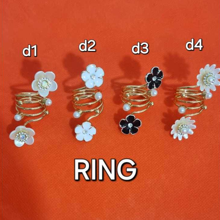 Ring Hijab Motif Bunga Hitam bahan Kerang - Ring Kerudung Motif Bunga Hitam bahan Kerang - Ring Jilb