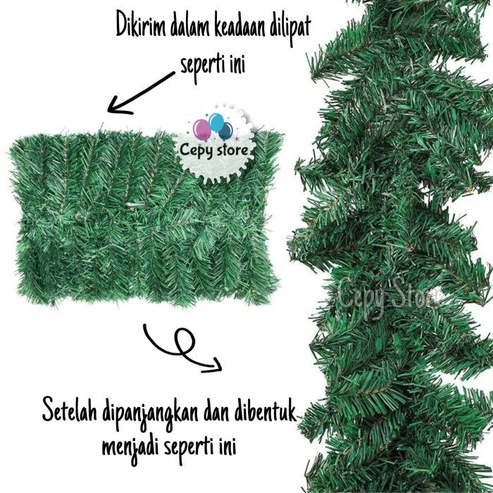 

Garland Natal PVC / Hiasan Dekorasi Christmas Garland Polos 2,7 Meter