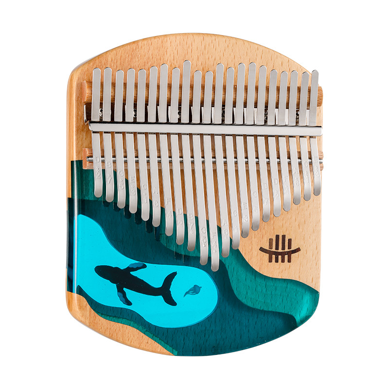 Hluru 17/21 Key Kalimba Ocean Blue Whale And Jellyfish Pattern Design Flat Board Thumb Piano Instrum