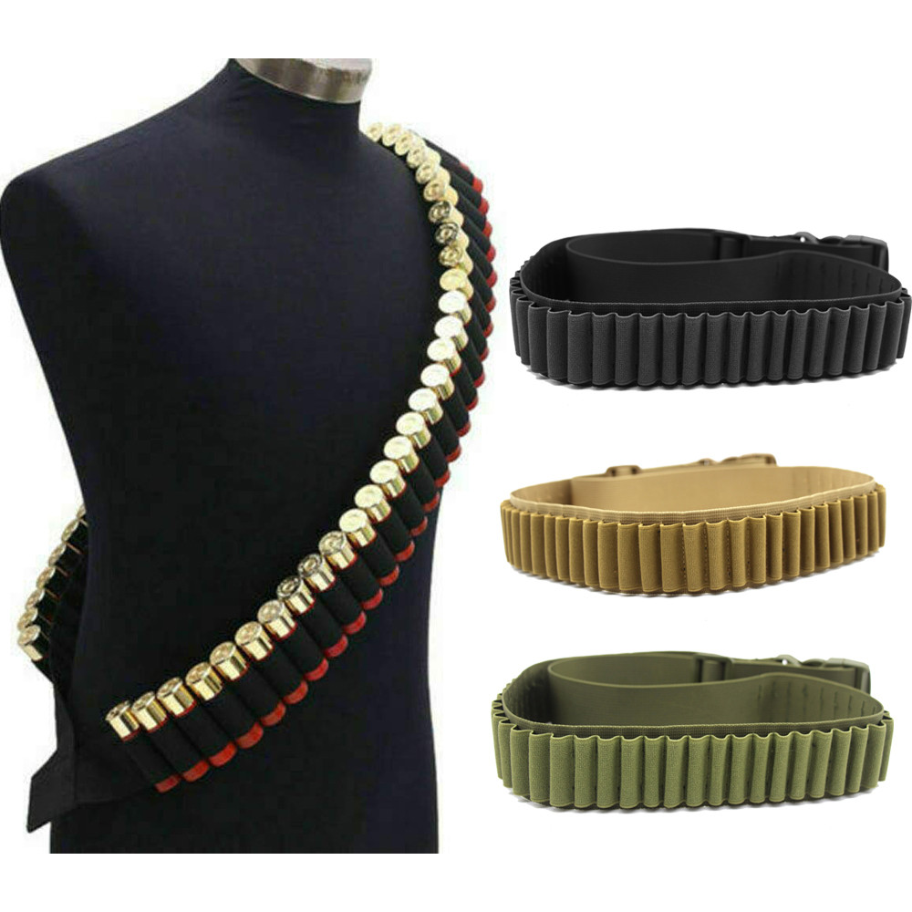 26/50 Round Shotgun Shell Bandolier Belt for 12 20 Gauge Cartridge,Airsoft Bullet Belt Bandolier Amm