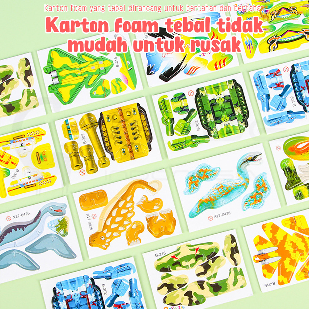 bestpromo lakoe mainan edukasi anak puzzle 3d diy motif hewan serangga lucu diy jigsaw puzzle