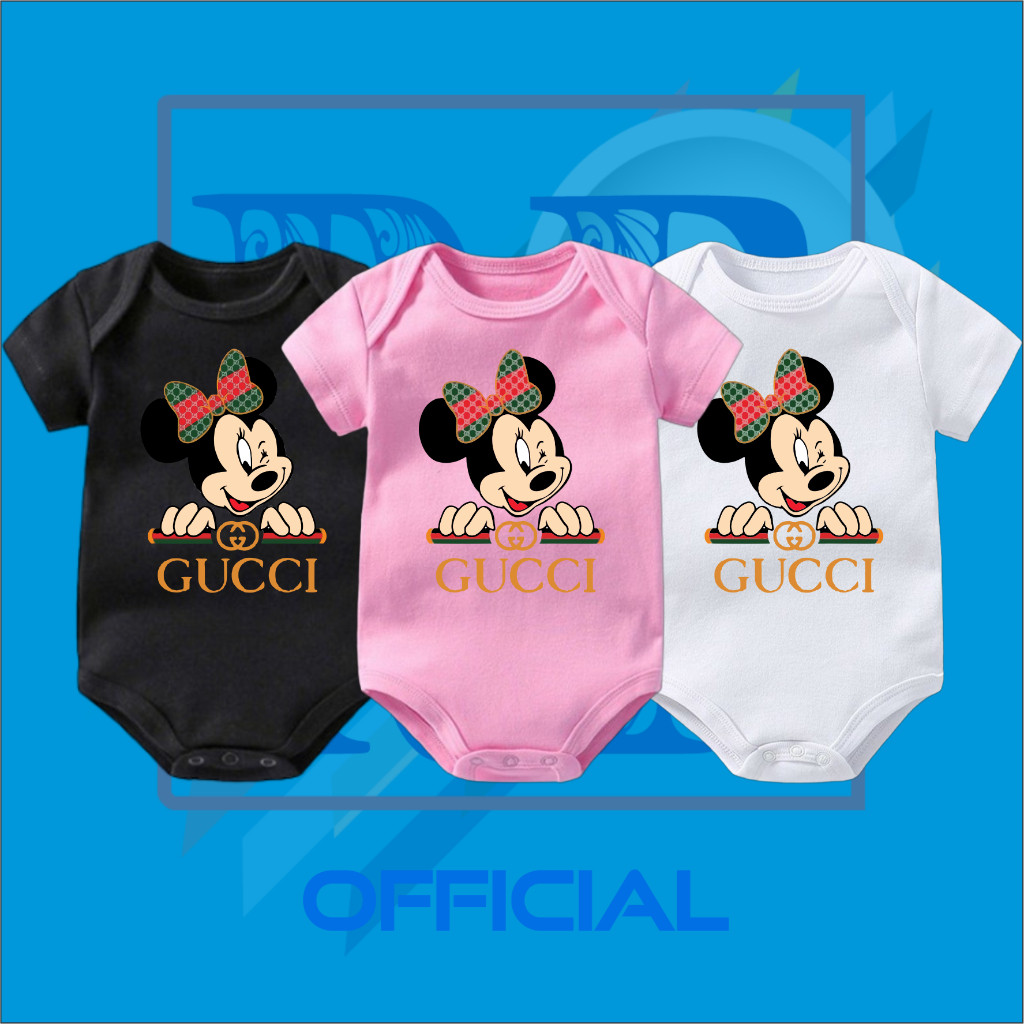 KAOS BAJU BAYI JUMPER BABY MICKEY MOUSE GUCCI DISNEY jumpsuit bodysuit baby kids lengan pendek laki-