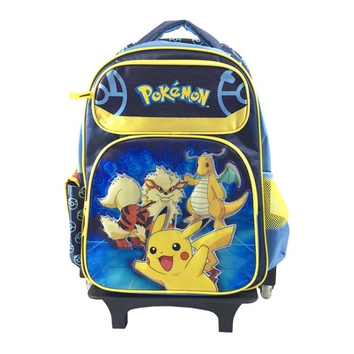 Pokemon Tas Ransel Troli Anak Sekolah Roda 3 Bisa lepas pasang Original